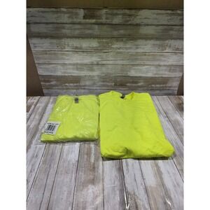 3- Gildan Mens DryBlend Long Sleeve T Shirt Safety‎ Yellow 2XL High Vis